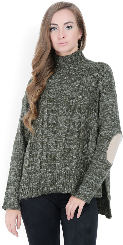 Forever 21 Self Design High Neck Casual Women\u0027s Green
